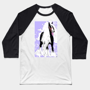 Friesian Horse in Black and White Baseball T-Shirt